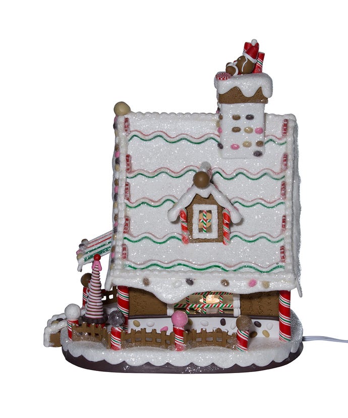 Kurt Adler Christmas 12&quot; Lighted Christmas Gingerbread House - The Primitive Pineapple Collection