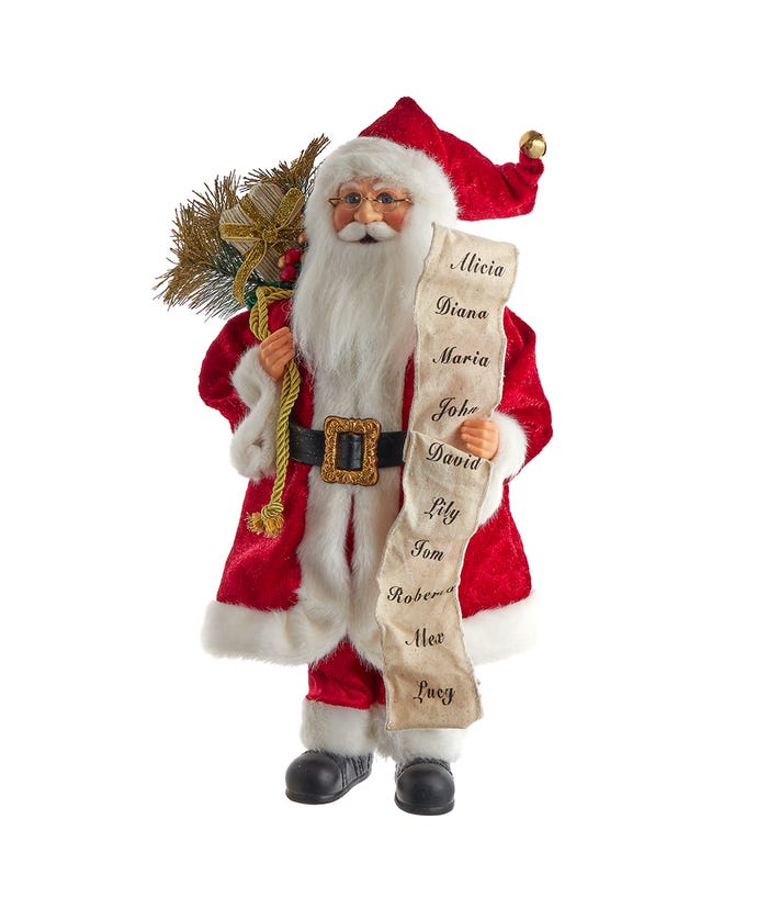Kurt Adler Christmas 17.25&quot; KSA Kringles Traditional Santa With List - The Primitive Pineapple Collection