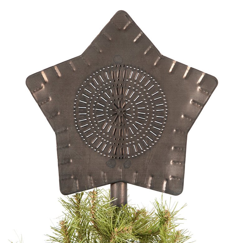 Primitive Country Punched Tin Large Christmas Tree Star Topper USA ...