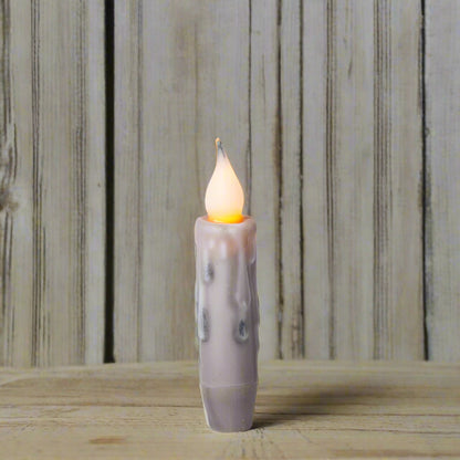 Primitive/Country 4&quot; Battery Operated Gray Taper Candle W/Timer - The Primitive Pineapple Collection