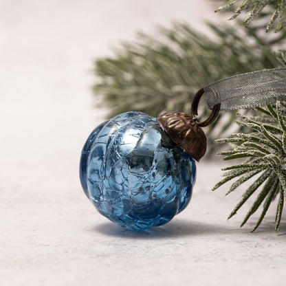 Christmas Handmade 6 pc Small 1" Swirl Glass Ball Ornaments Vintage /Retro Look - The Primitive Pineapple Collection