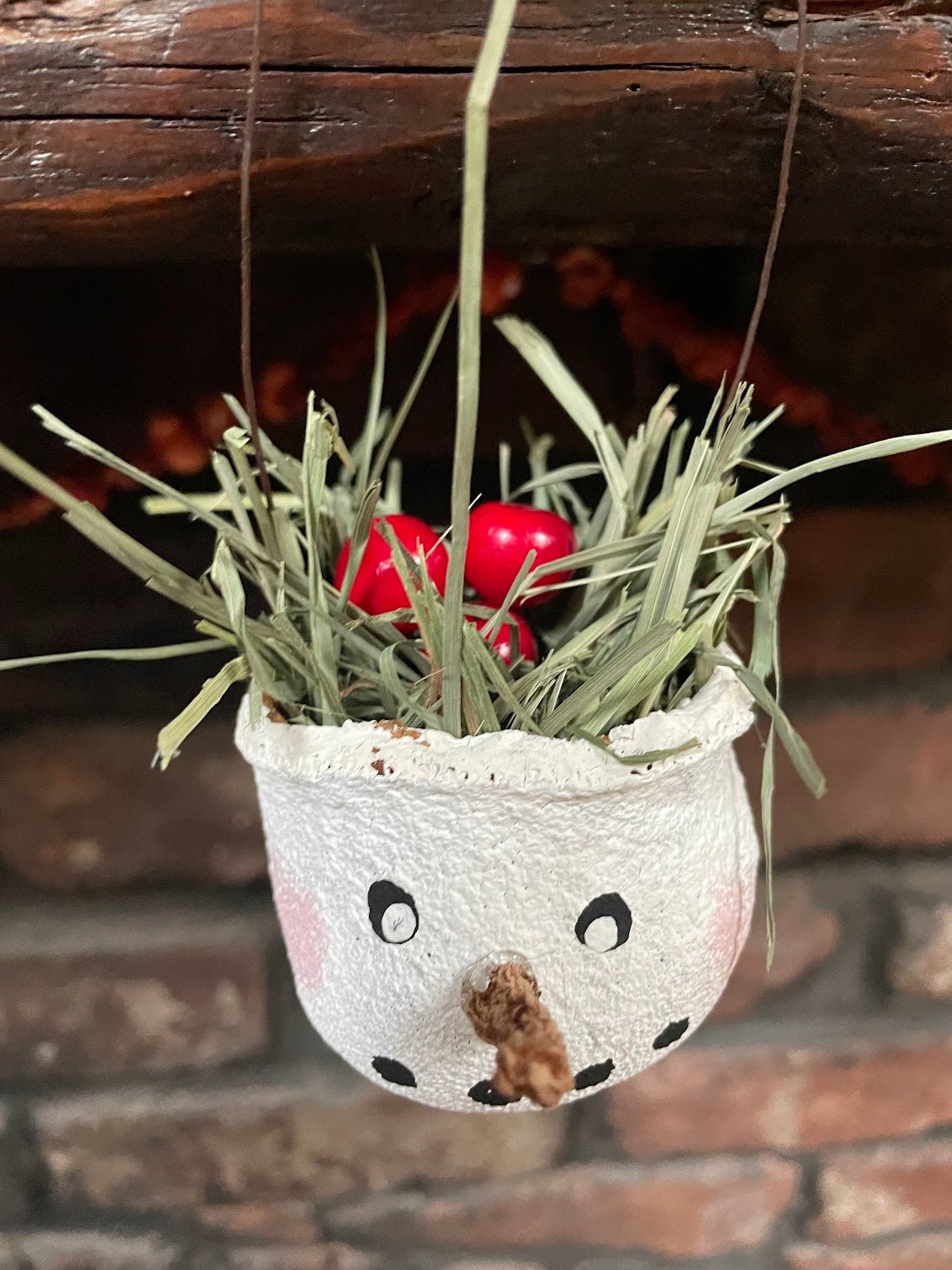 Handcrafted Colonial Christmas Snowman w/ Carrot Nose Ornament - The Primitive Pineapple Collection