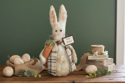 Primitive Farmhouse Think Spring Thyme Bunny Rabbit Stump Doll 8" - The Primitive Pineapple Collection