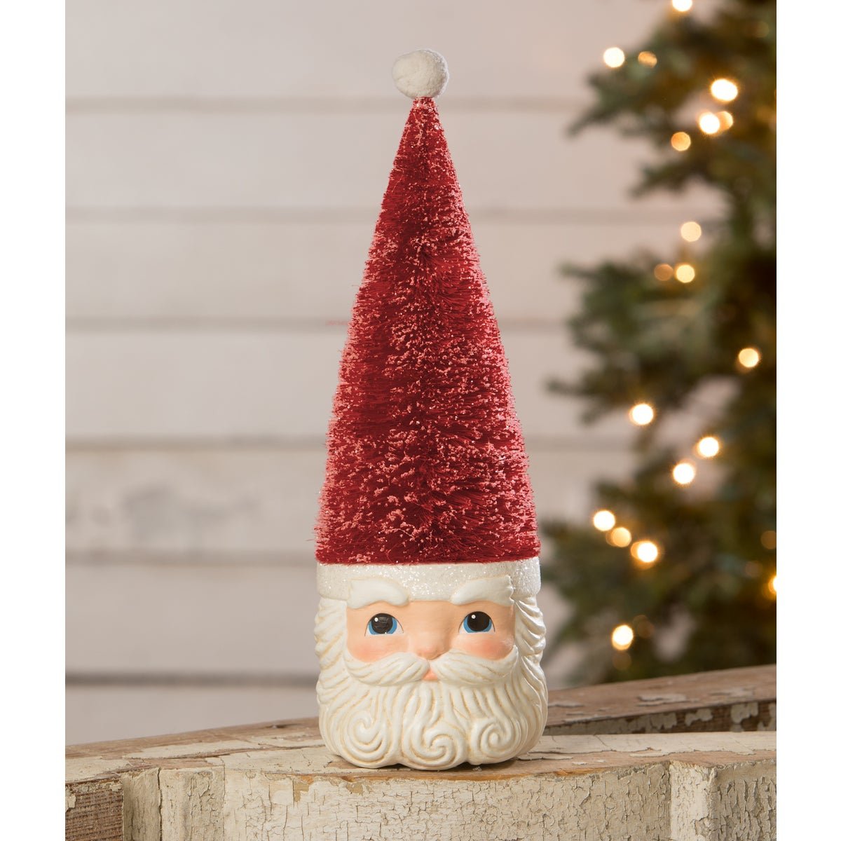 Bethany Lowe Christmas Bottle Brush Santa Red TL2364 - The Primitive Pineapple Collection