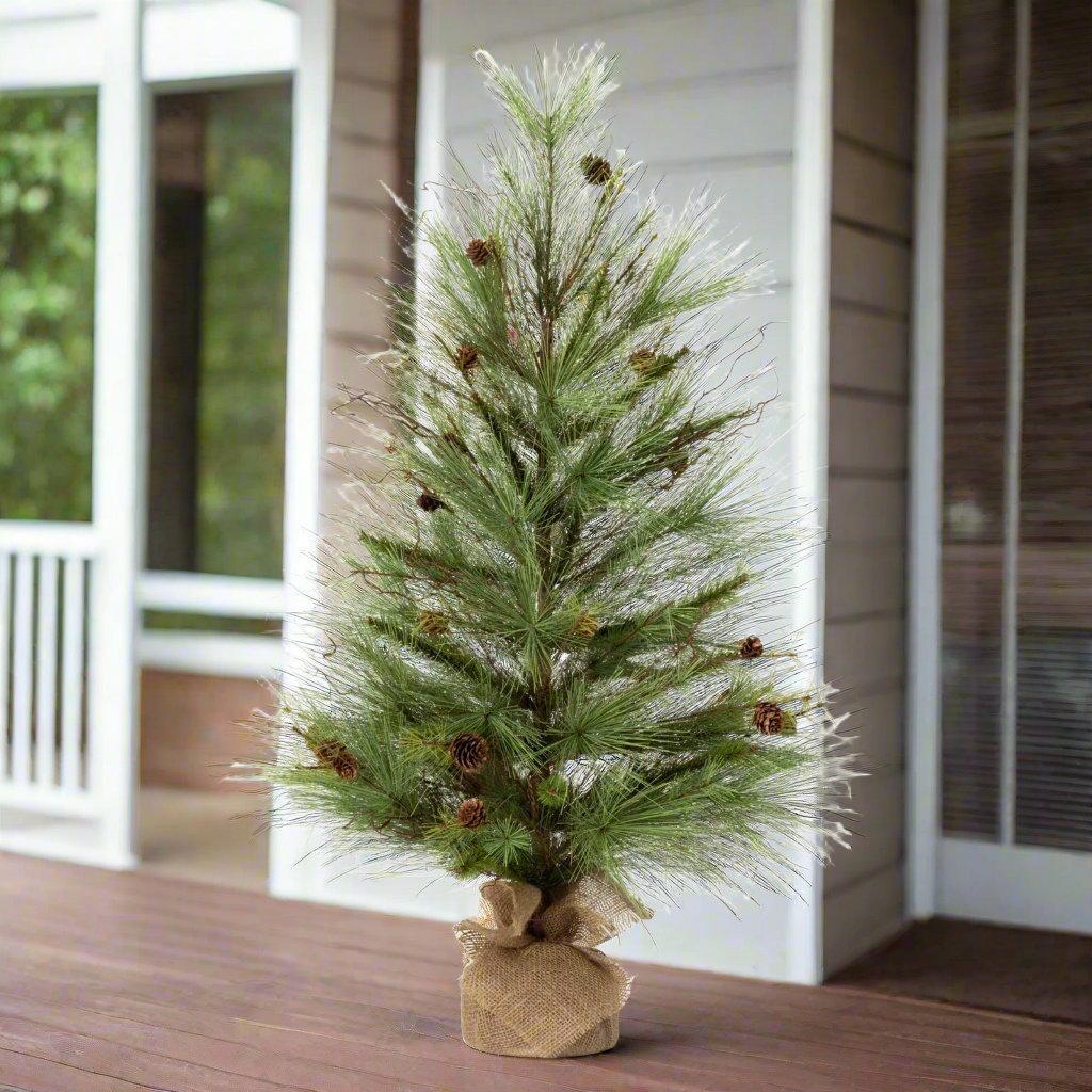 Primitive Farmhouse Christmas 36&quot; Pine Tree With Curling Willow Branches - The Primitive Pineapple Collection